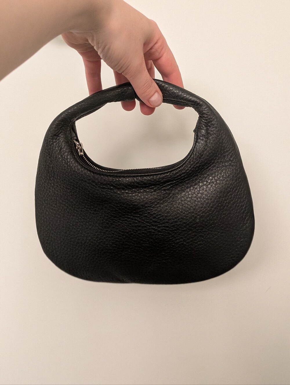 Black Pebbled Genuine Leather hobo small